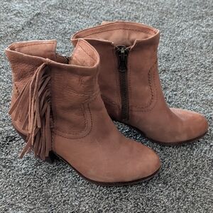 Sam Edelman Tan Fringe Ankle Booties